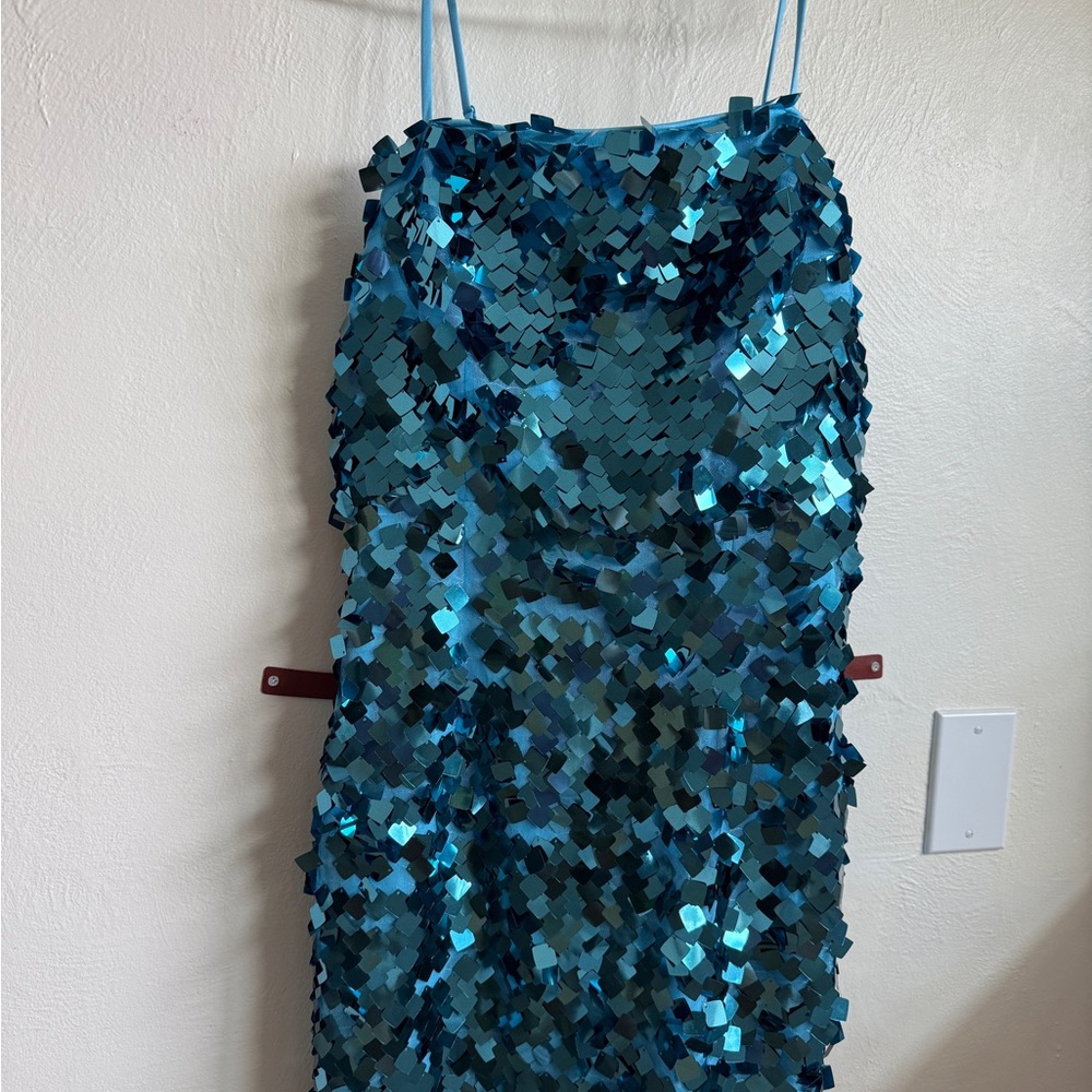 Fashion Nova Turquoise Sequin Mini Dress